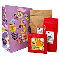 Подарочный набор кофе, чая и зефира для женщин на 8 марта "Весна"