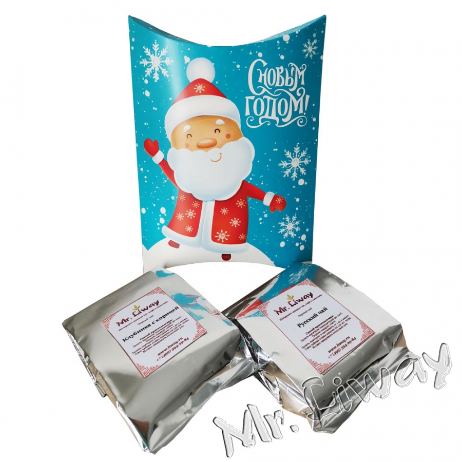 Подарочный конверт на Новый год "Дедушка Мороз", 2 вида чая по 50 гр.