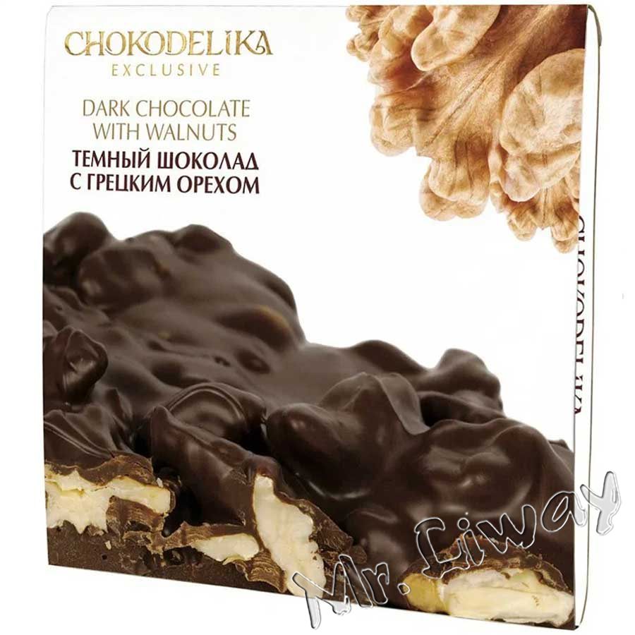Неровный шоколад Chokodelika темный с грецким орехом, 160 гр. купить по цене 708 руб.